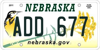 NE license plate ADD677