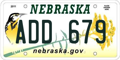 NE license plate ADD679