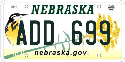 NE license plate ADD699