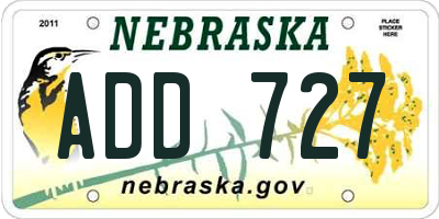 NE license plate ADD727