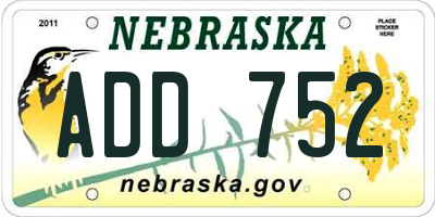 NE license plate ADD752