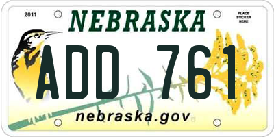 NE license plate ADD761
