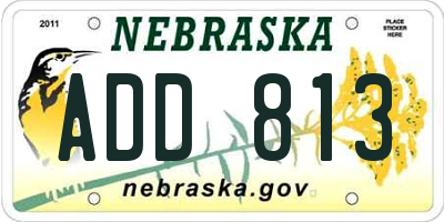 NE license plate ADD813