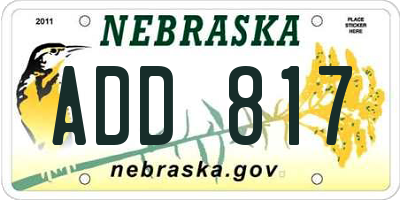 NE license plate ADD817