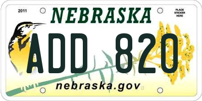 NE license plate ADD820