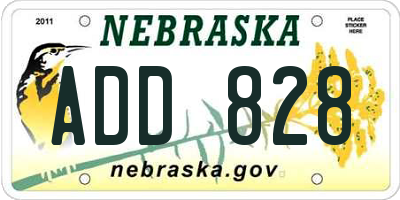 NE license plate ADD828