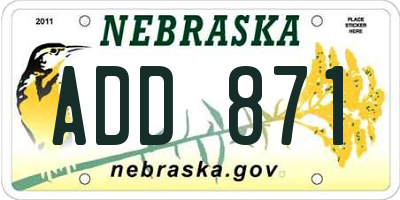 NE license plate ADD871