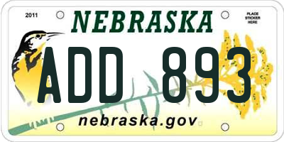 NE license plate ADD893