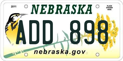 NE license plate ADD898