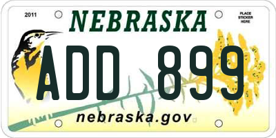 NE license plate ADD899