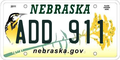 NE license plate ADD911