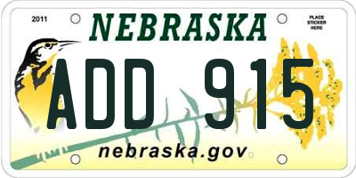NE license plate ADD915