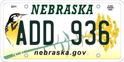 NE license plate ADD936