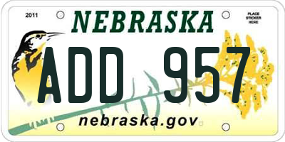 NE license plate ADD957