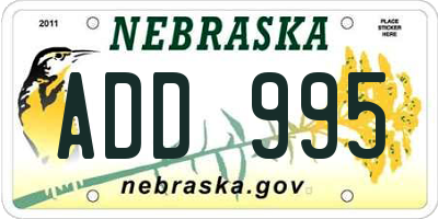 NE license plate ADD995