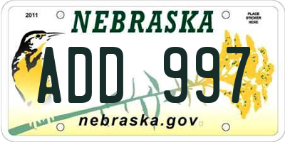NE license plate ADD997