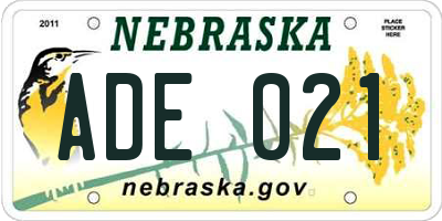 NE license plate ADE021