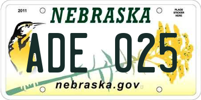 NE license plate ADE025