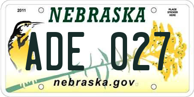 NE license plate ADE027