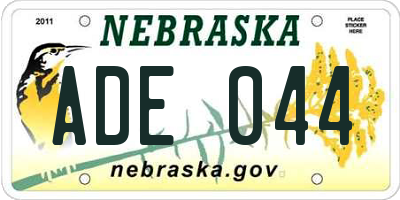 NE license plate ADE044