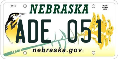 NE license plate ADE051