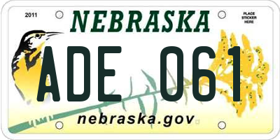 NE license plate ADE061
