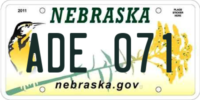 NE license plate ADE071