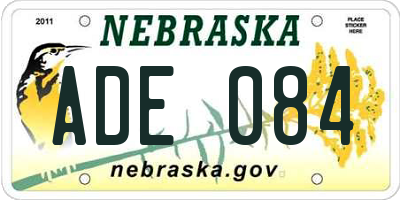 NE license plate ADE084