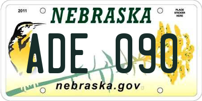 NE license plate ADE090