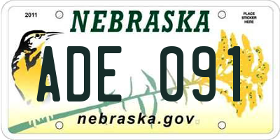 NE license plate ADE091