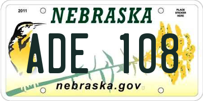NE license plate ADE108