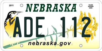 NE license plate ADE112