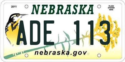 NE license plate ADE113