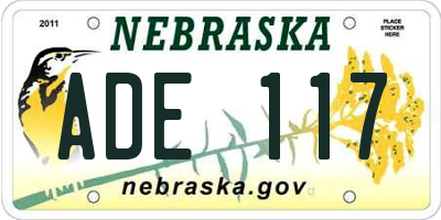 NE license plate ADE117