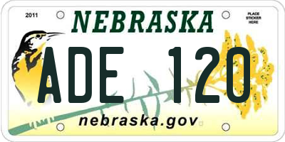 NE license plate ADE120