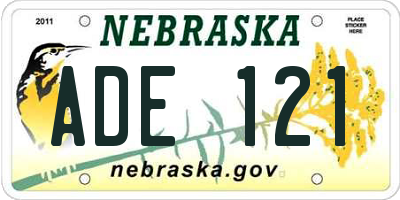 NE license plate ADE121