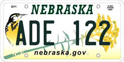 NE license plate ADE122