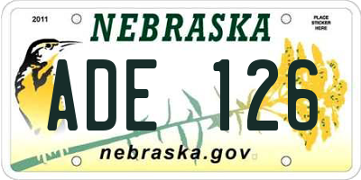 NE license plate ADE126