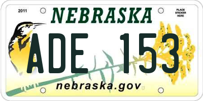 NE license plate ADE153
