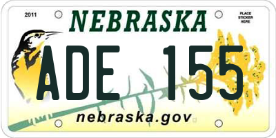 NE license plate ADE155
