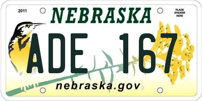 NE license plate ADE167