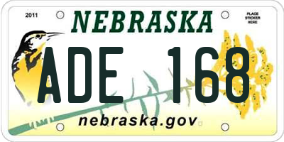 NE license plate ADE168