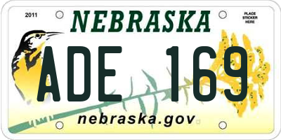 NE license plate ADE169