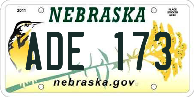 NE license plate ADE173