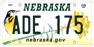 NE license plate ADE175