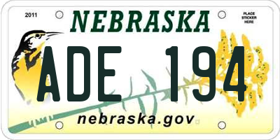 NE license plate ADE194