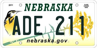 NE license plate ADE211