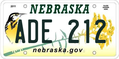 NE license plate ADE212