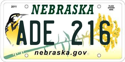 NE license plate ADE216