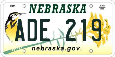 NE license plate ADE219